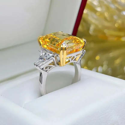 Solitarie Pink Radiant Cut Moissanite Diamonds 18k White Gold Plated Luxury Engagement Ring | Mix Mix Style-Mix MIx Style