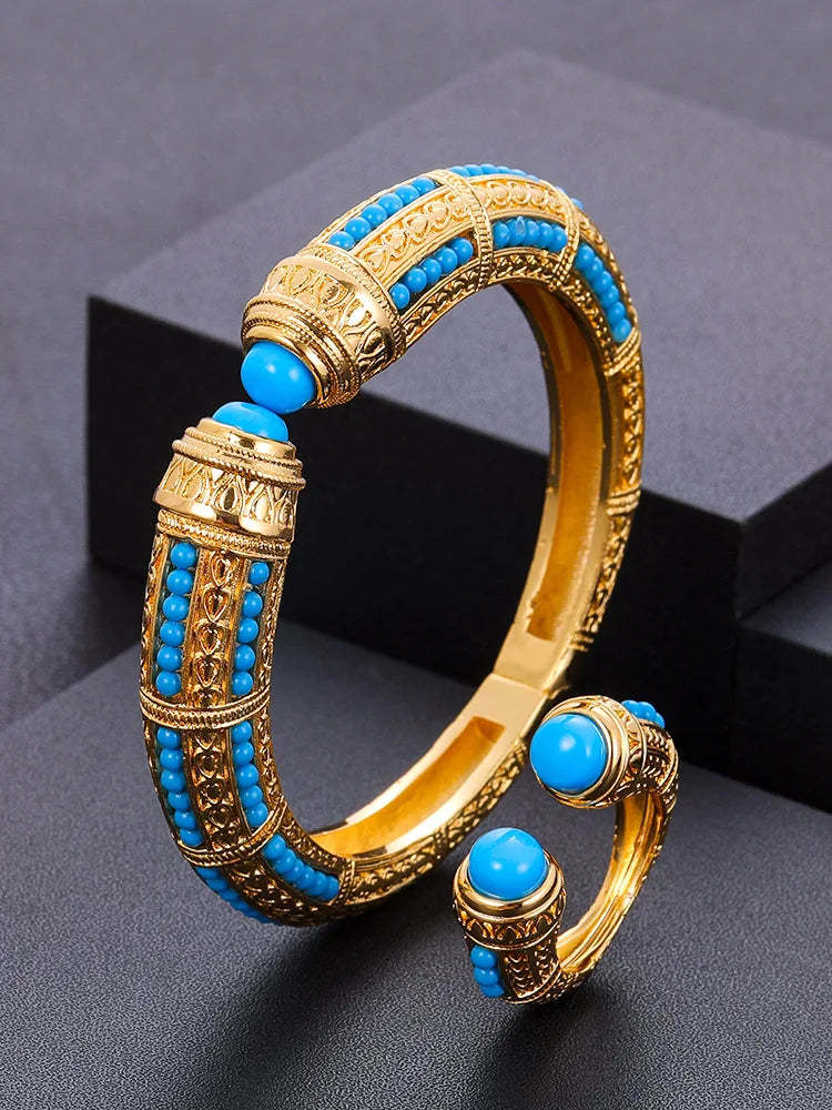 Jankelly Sang Trọng Độc Đáo Châu Phi Lắc Tay Nhẫn Trang Sức Nữ Cưới Cubic Zircon Pha Lê CZ Dubai Cô Dâu Bộ Trang Sức-Mix MIx Style