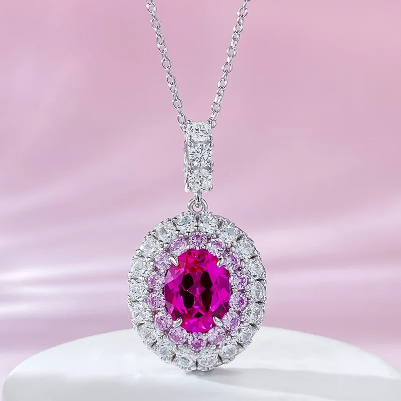 2024 New Rupee Rose Diamond Pendant 8 * 10mm Oval Valentine's Day Collection Jewelry-Mix MIx Style