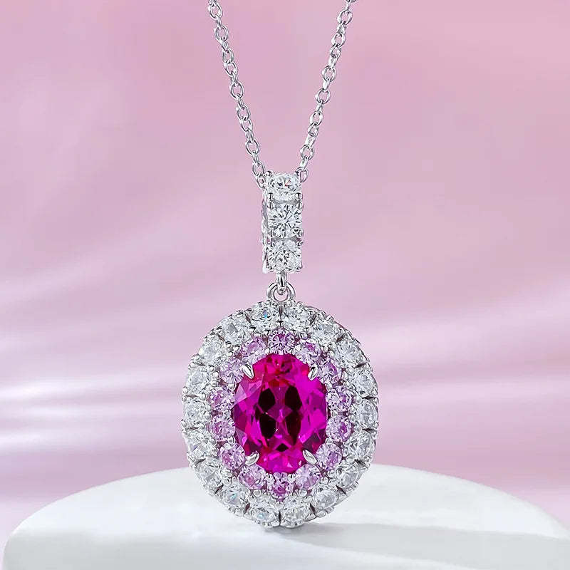 2024 New Rupee Rose Diamond Pendant 8 * 10mm Oval Valentine's Day Collection Jewelry-Mix MIx Style