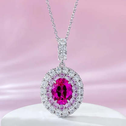 2024 New Rupee Rose Diamond Pendant 8 * 10mm Oval Valentine's Day Collection Jewelry-Mix MIx Style