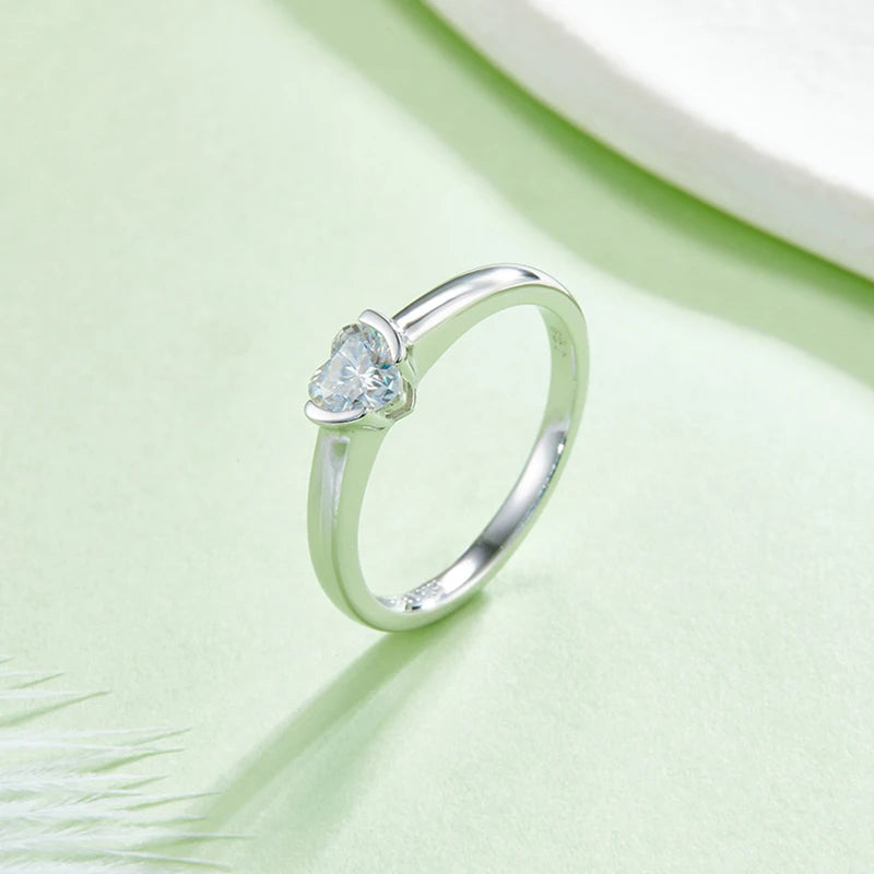 Diamond 0.5CT Moissanite Heart Cut 18k White Gold Plated Ring | Mix Mix Style [Hot Seller]-Mix MIx Style
