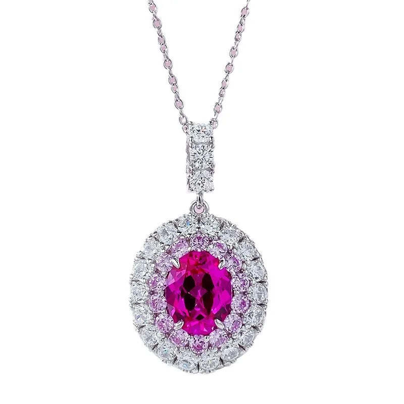 2024 New Rupee Rose Diamond Pendant 8 * 10mm Oval Valentine's Day Collection Jewelry-Mix MIx Style