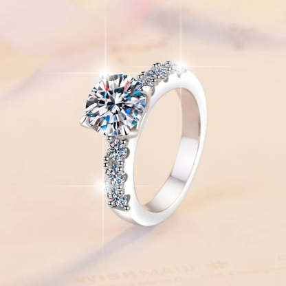 Solitarie White Round Cut Moissanite Diamonds 2ct 18k White Gold Wedding Engagement Ring-Mix MIx Style