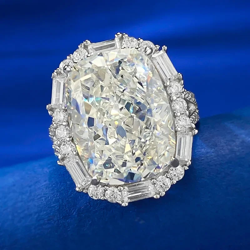 White Luxury Radiant Cut Moissanite Diamond 18k White Gold Wedding Engagement Ring-Mix MIx Style
