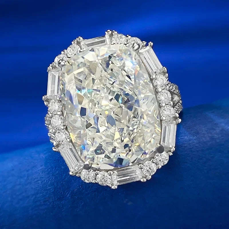 White Luxury Radiant Cut Moissanite Diamond 18k White Gold Wedding Engagement Ring-Mix MIx Style