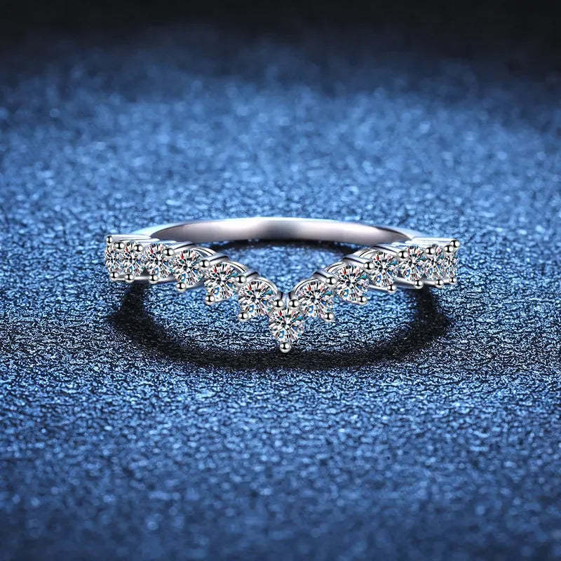 Moissanie Diamonds 18k White Gold Plated V-Shaped Tail Ring | Mix Mix Style [Hot Seller]-Mix MIx Style