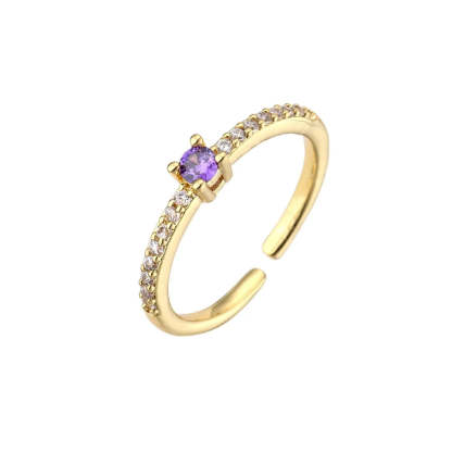 Green, Blue, Purple Dazzling Moissanite Diamond 18k White/Vermeil Gold Plated Open Adjustable Ring | Mix Mix Style