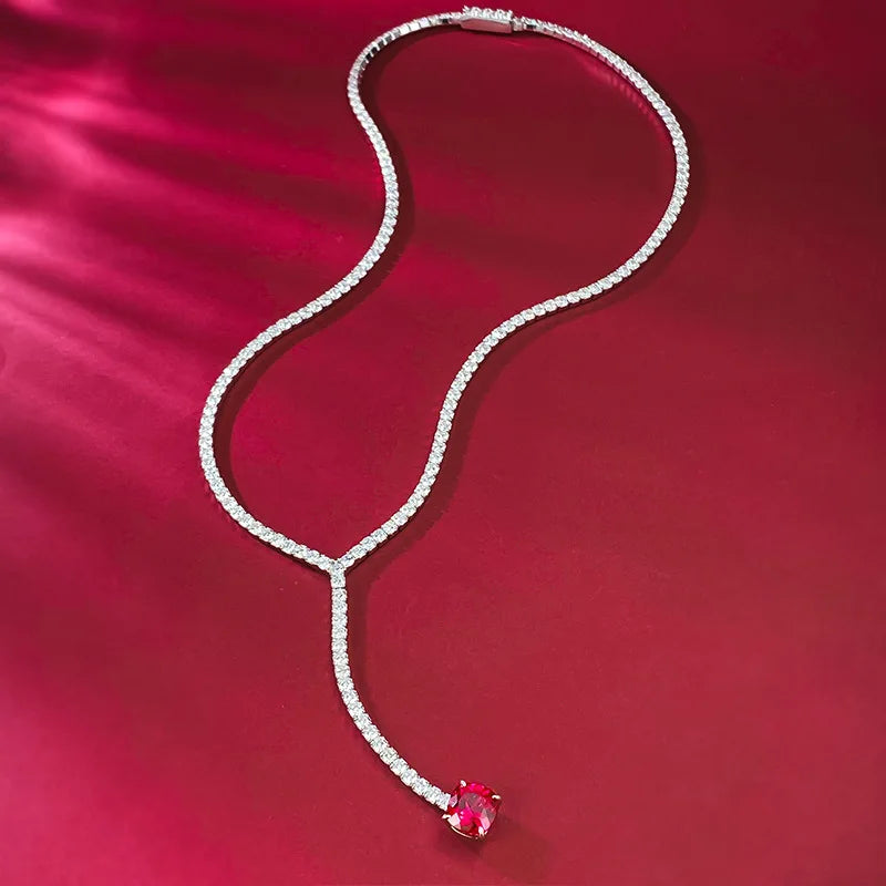 Charm Ruby Diamond Chocker Necklace 100% Real 925 Sterling Silver Wedding Pendants Necklaces For Women Bridal Promise Jewelry-Mix MIx Style