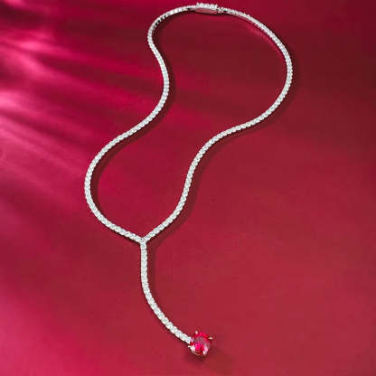 Charm Ruby Diamond Chocker Necklace 100% Real 925 Sterling Silver Wedding Pendants Necklaces For Women Bridal Promise Jewelry-Mix MIx Style