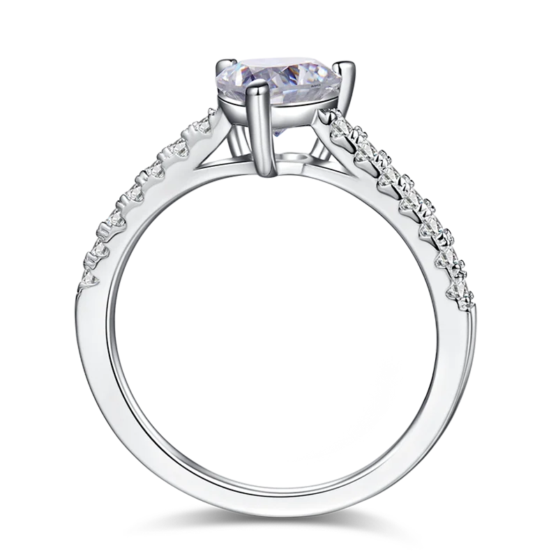 Heart Brilliant Cut Diamond 1CT Moissanite Band 18k White Gold Ring | Mix Mix Style [Hot Seller]-Mix MIx Style