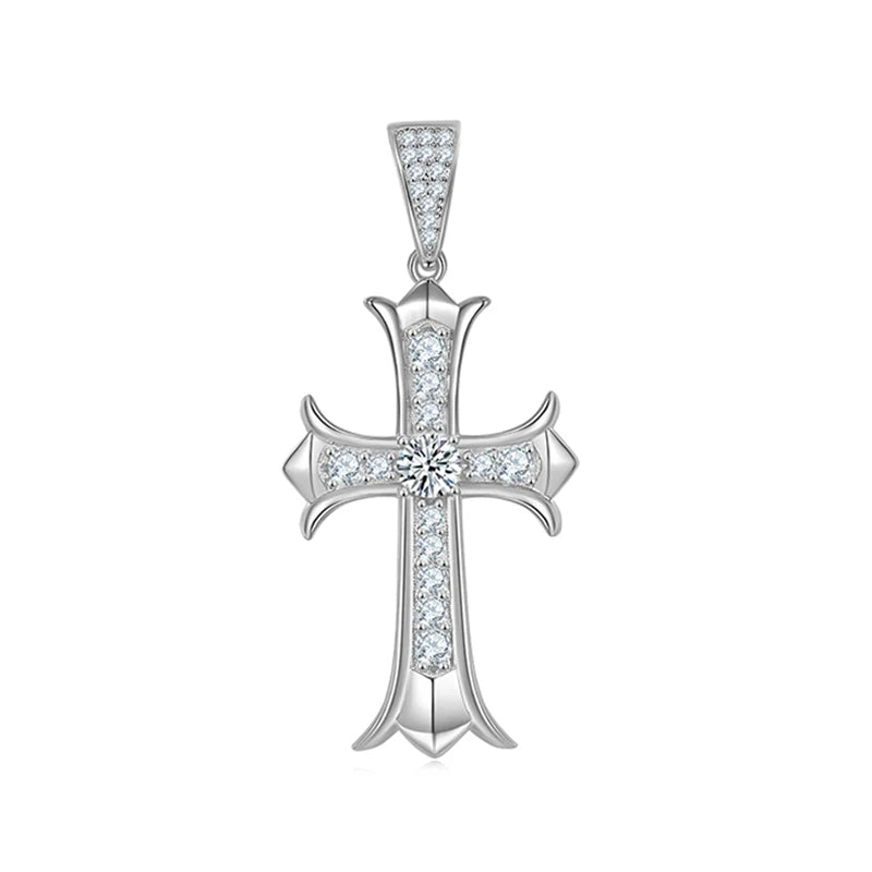 SGARIT Fine Jewelry S925 Silver Main Stone 5mm 1.39CT Total VVS1D Moissanite Cross Pendant For Man and Woman-Mix MIx Style