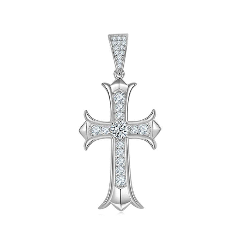 SGARIT Fine Jewelry S925 Silver Main Stone 5mm 1.39CT Total VVS1D Moissanite Cross Pendant For Man and Woman-Mix MIx Style