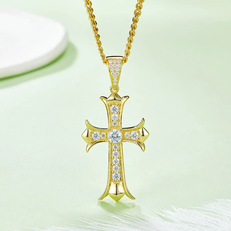 SGARIT Fine Jewelry S925 Silver Main Stone 5mm 1.39CT Total VVS1D Moissanite Cross Pendant For Man and Woman-Mix MIx Style