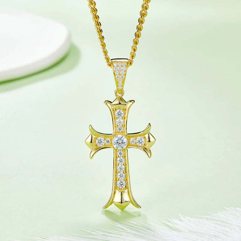 SGARIT Fine Jewelry S925 Silver Main Stone 5mm 1.39CT Total VVS1D Moissanite Cross Pendant For Man and Woman-Mix MIx Style