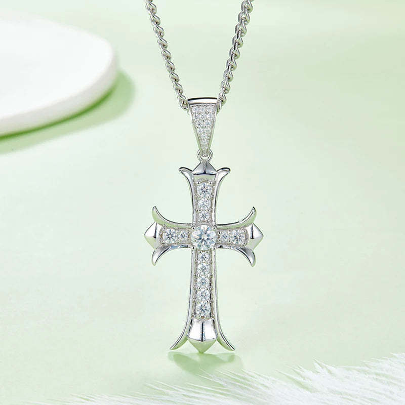 SGARIT Fine Jewelry S925 Silver Main Stone 5mm 1.39CT Total VVS1D Moissanite Cross Pendant For Man and Woman-Mix MIx Style