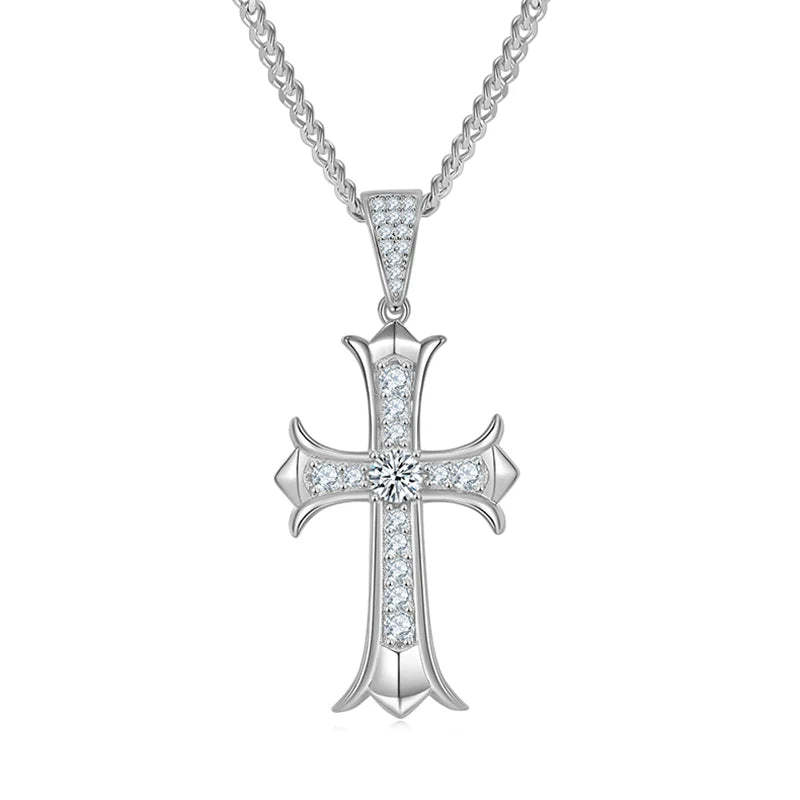 SGARIT Fine Jewelry S925 Silver Main Stone 5mm 1.39CT Total VVS1D Moissanite Cross Pendant For Man and Woman-Mix MIx Style