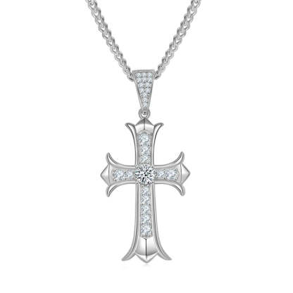SGARIT Fine Jewelry S925 Silver Main Stone 5mm 1.39CT Total VVS1D Moissanite Cross Pendant For Man and Woman-Mix MIx Style