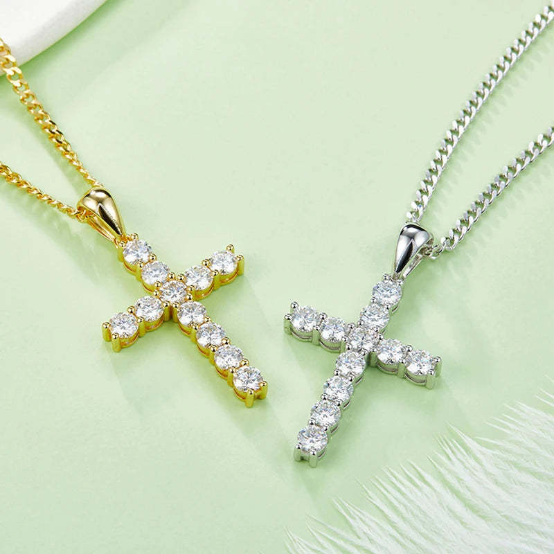 SGARIT Jewelry 925 Sterling Silver 5mm 5.5CT Total VVS1D Moissanite Full Diamond Classic Crosses Pendant-Mix MIx Style