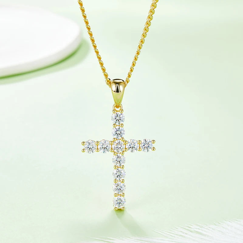SGARIT Jewelry 925 Sterling Silver 5mm 5.5CT Total VVS1D Moissanite Full Diamond Classic Crosses Pendant-Mix MIx Style