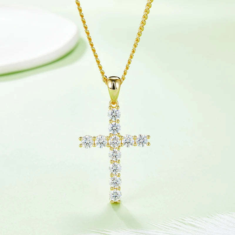 SGARIT Jewelry 925 Sterling Silver 5mm 5.5CT Total VVS1D Moissanite Full Diamond Classic Crosses Pendant-Mix MIx Style