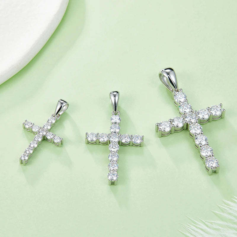 SGARIT Jewelry 925 Sterling Silver 5mm 5.5CT Total VVS1D Moissanite Full Diamond Classic Crosses Pendant-Mix MIx Style