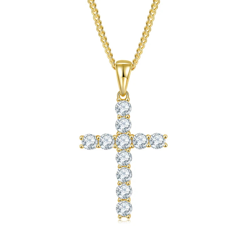 SGARIT Jewelry 925 Sterling Silver 5mm 5.5CT Total VVS1D Moissanite Full Diamond Classic Crosses Pendant-Mix MIx Style