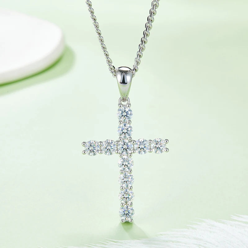 SGARIT Jewelry 925 Sterling Silver 5mm 5.5CT Total VVS1D Moissanite Full Diamond Classic Crosses Pendant-Mix MIx Style