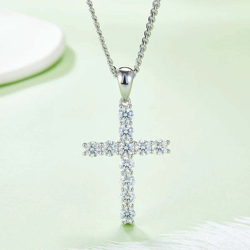 SGARIT Jewelry 925 Sterling Silver 5mm 5.5CT Total VVS1D Moissanite Full Diamond Classic Crosses Pendant-Mix MIx Style