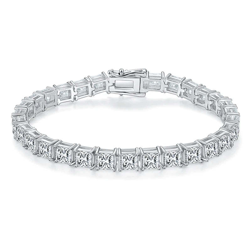 SGARIT Jewelry 925 Strtling Silver White Gold Plating 0.5CT Each VVS1D Princess Cut Moissanite Chain Tennis Bracelet For Women-Mix MIx Style
