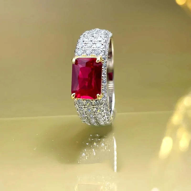Châu Âu Và Châu Mỹ Thời Trang Màu Sắc Kho Báu Vòng Hốc Thiết Kế Tinh Tế Ruby Bạc 925 Cao Cấp Cảm Giác Bầu Không Khí Thanh Lịch-Mix MIx Style