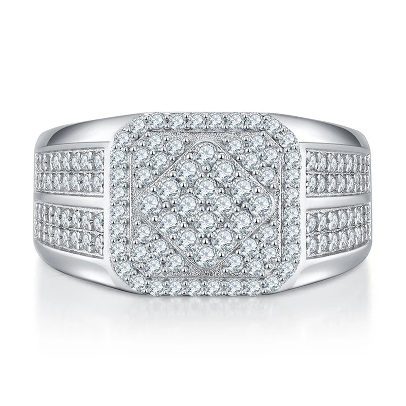 White Classic Embellished Micro Moissanite Diamonds 18k White Gold Plated Luxury Ring | Mix Mix Style