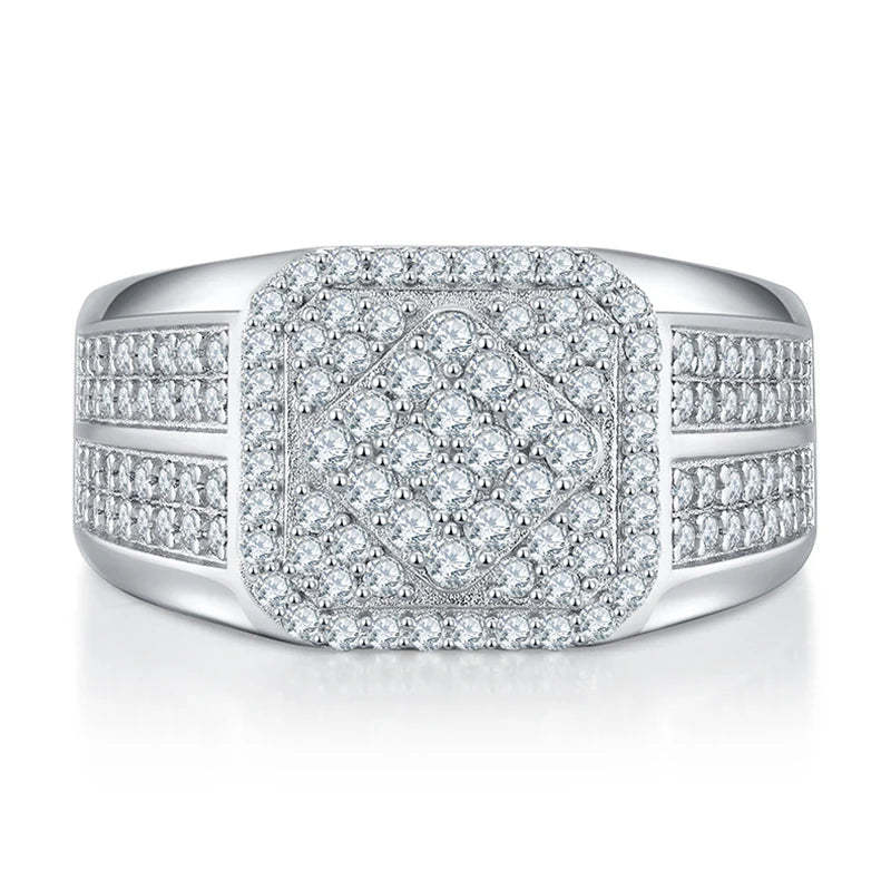 White Classic Embellished Micro Moissanite Diamonds 18k White Gold Pla