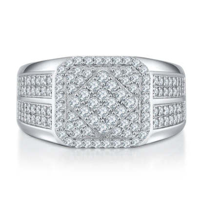 White Classic Embellished Micro Moissanite Diamonds 18k White Gold Plated Luxury Ring | Mix Mix Style