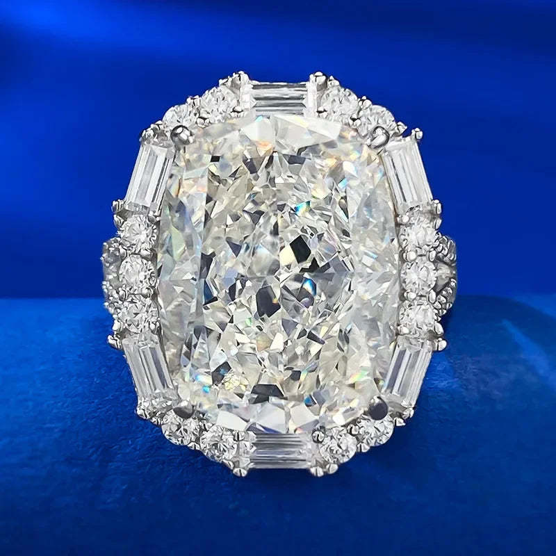 White Luxury Radiant Cut Moissanite Diamond 18k White Gold Wedding Engagement Ring-Mix MIx Style