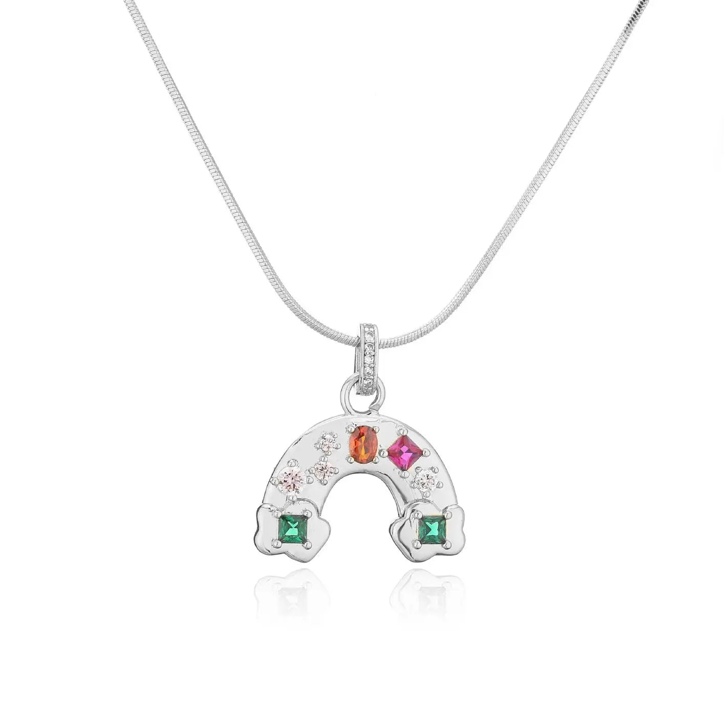 Rainbow Bridge Dazzling Moissanite Diamonds Pendant Luxury 18k White/Vermeil Gold Plated Necklace | Mix Mix Style