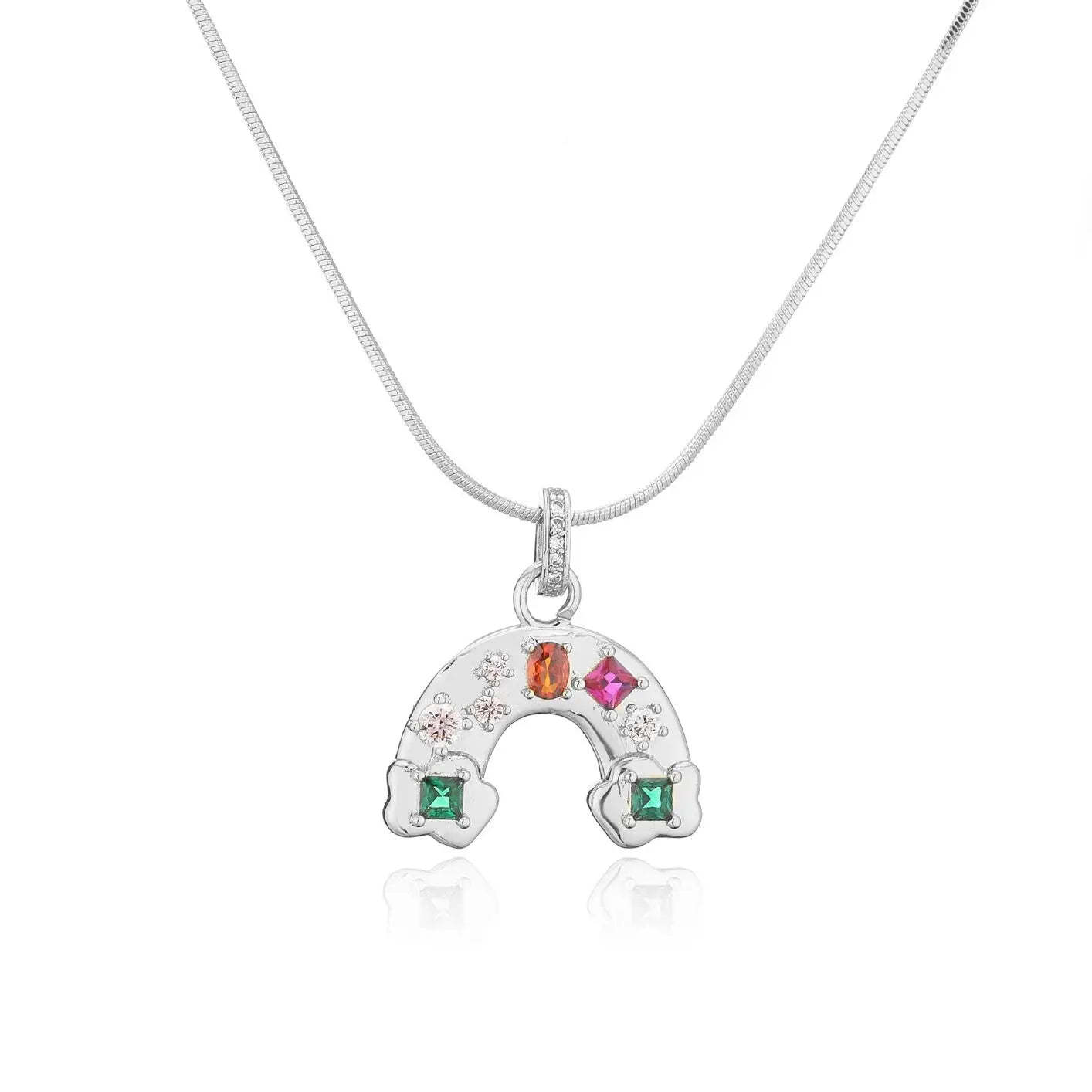 Rainbow Bridge Dazzling Moissanite Diamonds Pendant Luxury 18k White/Vermeil Gold Plated Necklace | Mix Mix Style