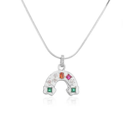Rainbow Bridge Dazzling Moissanite Diamonds Pendant Luxury 18k White/Vermeil Gold Plated Necklace | Mix Mix Style