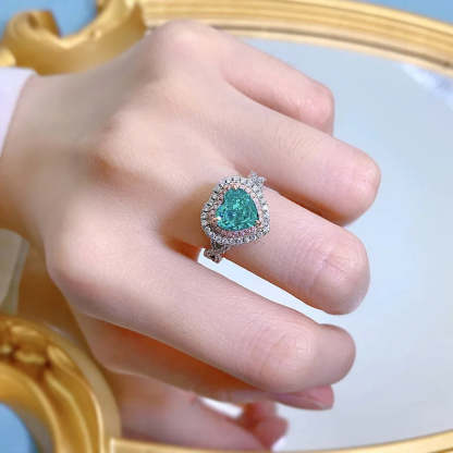 Green Luxurious Heart Cut Moissanite Diamonds 8mm 18k White Gold Engagement Ring-Mix MIx Style