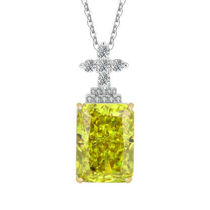 Dazzle Green Diamond Radiant Brilliant Cut Wealthy Eternity Pendant 18k White Gold Plated Necklace | Mix Mix Style-Mix MIx Style