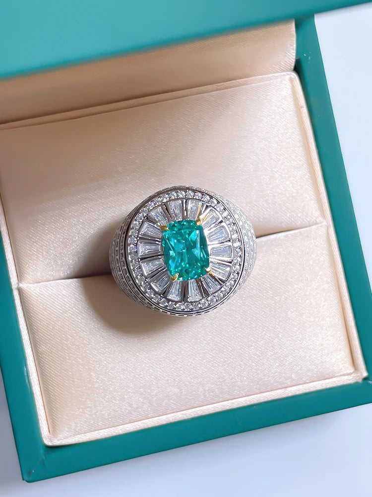 Colorful Green Radiant Cut Moissanite Diamonds 18k White Gold Elegant  Engagement Ring-Mix MIx Style