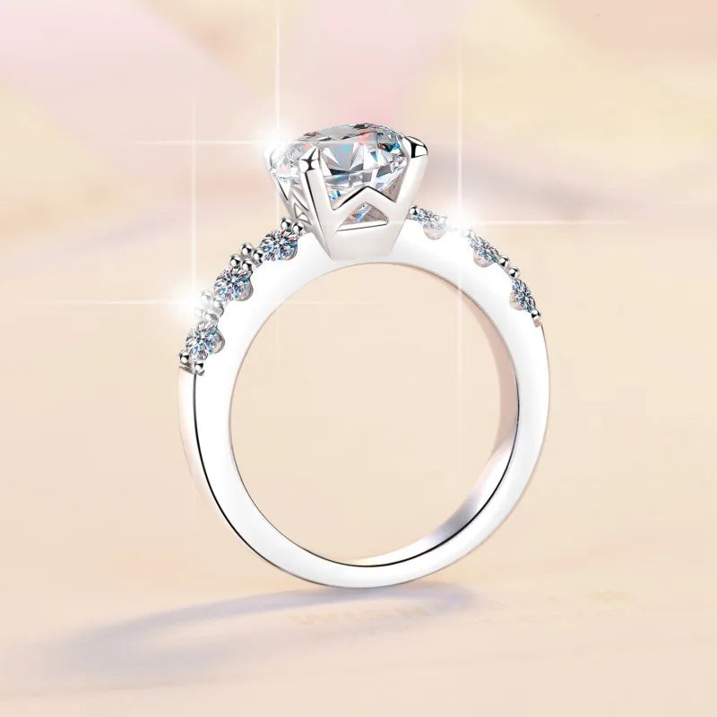 Solitarie White Round Cut Moissanite Diamonds 2ct 18k White Gold Wedding Engagement Ring-Mix MIx Style