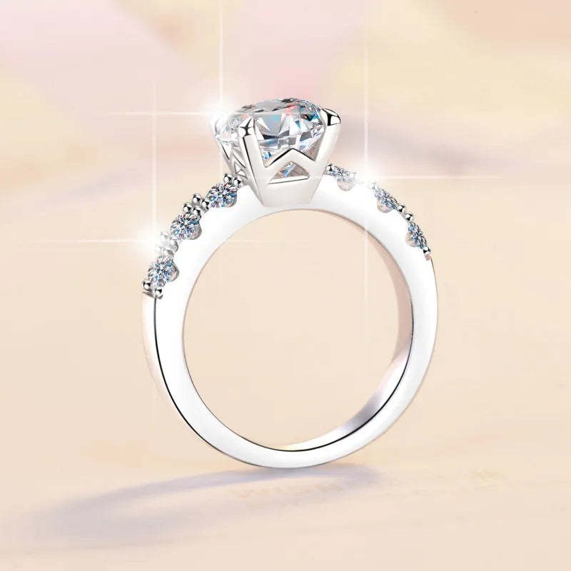 Solitarie White Round Cut Moissanite Diamonds 2ct 18k White Gold Wedding Engagement Ring-Mix MIx Style