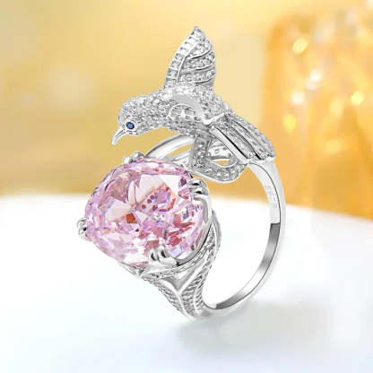 Versatile Bird Pink Round Cut Moissanite Diamonds 18k White Gold Plated Engagement Ring-Mix MIx Style
