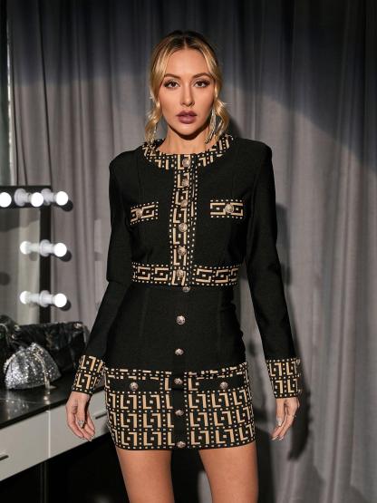 Sade Printed Button Bandage Set-Mix MIx Style