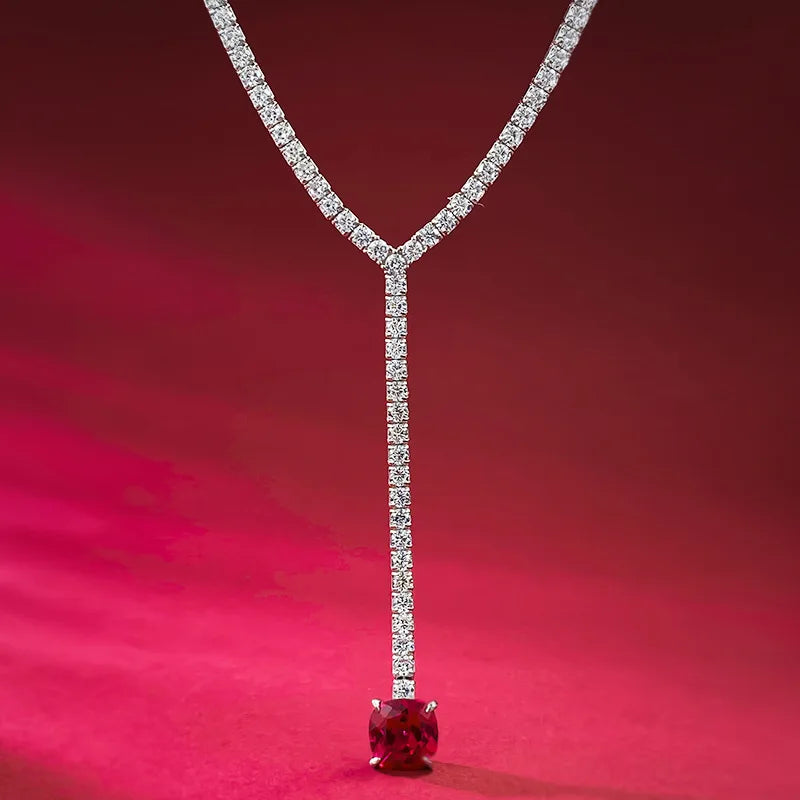 Charm Ruby Diamond Chocker Necklace 100% Real 925 Sterling Silver Wedding Pendants Necklaces For Women Bridal Promise Jewelry-Mix MIx Style