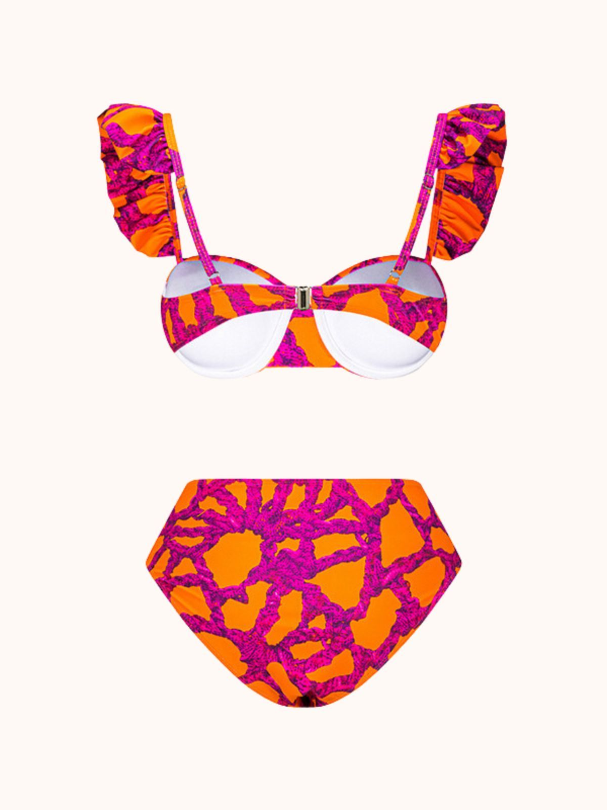 Pink Ruffle Printed Bikini Two Piece Set | Mix Mix Style-Mix MIx Style