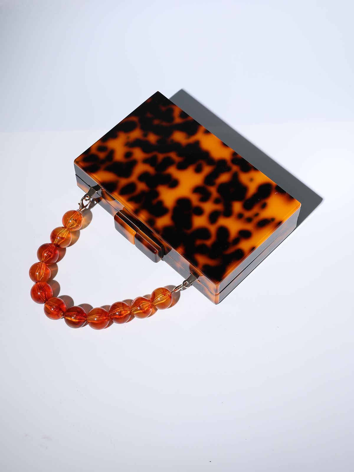 Sama Acrylic Beaded Clutch In Amber Handbags & Evening Bags | Mix Mix Style [Hot Seller]-Mix MIx Style