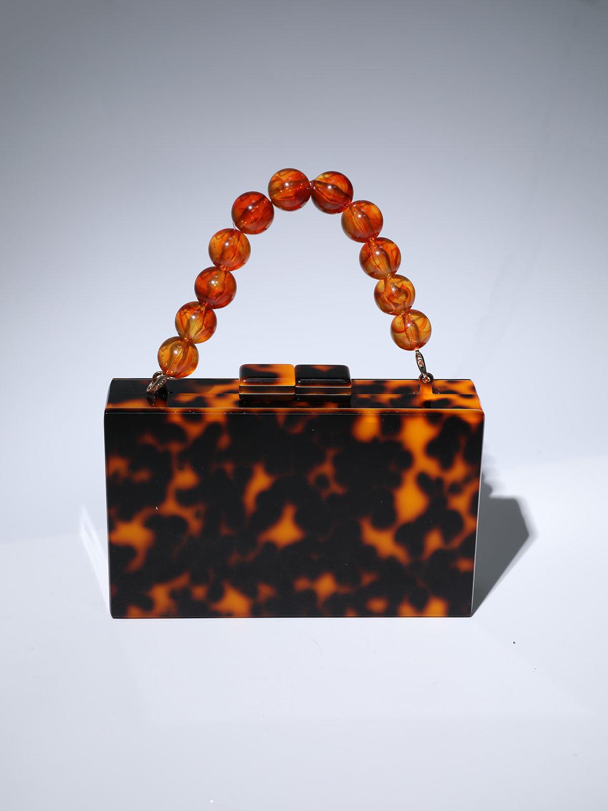 Sama Acrylic Beaded Clutch In Amber Handbags & Evening Bags | Mix Mix Style [Hot Seller]-Mix MIx Style