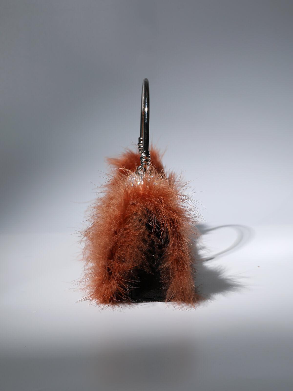 Sanna Feather Rhinestone Clutch In Brown Handbags & Evening Bags | Mix Mix Style [Hot Seller]-Mix MIx Style